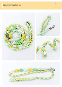 สายจูงสุนัขแบบถักลายลูกไม้ผ้าฝ้ายทำมือสุดหรู พร้อมดอกไม้ถักแบบยืดหดได้ รุ่นใหม่ล่าสุด - Product Image 5