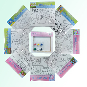 BOMEIJIA 20*20cm 6 Couleurs Peinture Acrylique Kit Toile DIY pour Enfants avec Pinceau pour Cadeau de Peinture Scolaire - Product Image 2