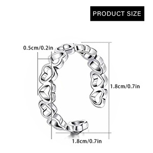 Waterproof Stainless Steel 18K <b>Gold</b> Plated Zircon Durable Heart Adjustable Open <b>Toe</b> <b>Rings</b> Stackable Summer Beach Foot Midi - Product Image 6