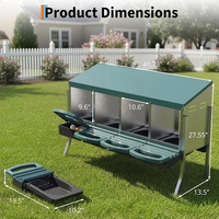 Nichoir à poules JH-Mech personnalisé, ventilé, à accès facile, 3 compartiments, pliable, en acier galvanisé argenté, pour la ponte des œufs