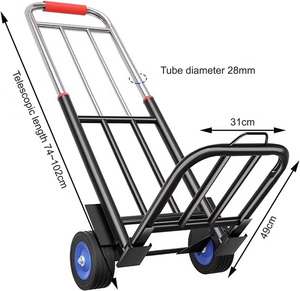 Carretilla de Plataforma Multifuncional Universal de Acero Inoxidable, Carretilla de <span class=keywords><strong>Mochila</strong></span> Resistente para Almacenamiento, Compras y Uso en Oficina, Color Negro - Product Image 5