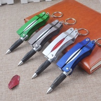 Einzigartiges Design Multifunktions-Mini-Schlüsselanhänger-Stifte LED-Licht 1,0mm Logo-Stift Kunststoffmaterial Mehrfarbige Optionen für Werbeaktionen