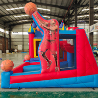 Jeu de basket gonflable - Matériau PVC, protection UV, étanche, installation facile, taille personnalisée, 5 à 10 joueurs
