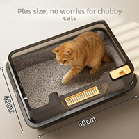 Bac à litière rectangulaire pour chat, style ouvert, côtés hauts, extra-large, anti-éclaboussures, profond, semi-fermé, pour chats adultes, Miujo Yao