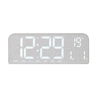 Jam Alarm Kalender Dekoratif Layar Besar LED Plastik dengan Desain Modern, Gerakan Elektronik, Dapat Diletakkan di Meja & Dipasang di Dinding Kamar Tidur