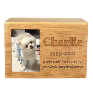 Custom Wooden Dog Pet Cremation Urn Rectangle Photo <b>Box</b> <b>Memorial</b> For Dogs With Engraved Name And Dates - Product Image 1