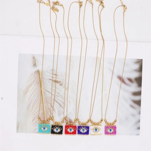 Nuova catena d'oro perline regolabile a mano occhio fortunato Charm Miyuki perline Boho estate spiaggia ciondolo collana per donna uomo - Product Image 5