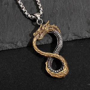 yunnique Unisex <b>Titanium</b> Steel Dragon Pendant Necklace Infinity Design Fashion Jewelry Hip Hop Style <b>Chain</b> - Product Image 2