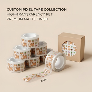 Ruban PET transparent mat découpé sur mesure multi-tailles, impression numérique rétro <span class=keywords><strong>pixel</strong></span> Shiba Inu Café - Product Image 5