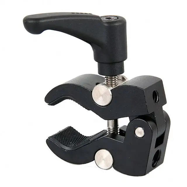 Camera Photography Friction Clip Arm Clamp Holder Mount Standard Ball Head 1/4 3/8 Screw Holes for Camera Flash Holder Bracket