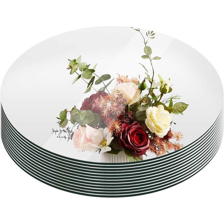Dining Table Decoration Acrylic Mirror Tray Glass Mirrors Plate Circle ...
