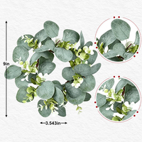 Couronne de fleurs artificielles en eucalyptus, réaliste, toutes saisons, petite, en plastique, style ferme, base en brindilles, mini verdure, étanche, écologique, pour intérieur, idéale pour les remises de diplômes