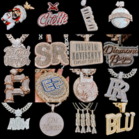 Collier personnalisé Hip Hop en argent 925 avec double lettre, diamant baguette VVS et moissanite, chaîne et pendentif de bijoux personnalisés entièrement sertis