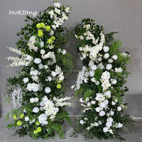 Arche de fleurs en soie verte et blanche MoKtong de 8 pieds pour toile de fond de mariage, décoration de fête, décorations élégantes pour événements