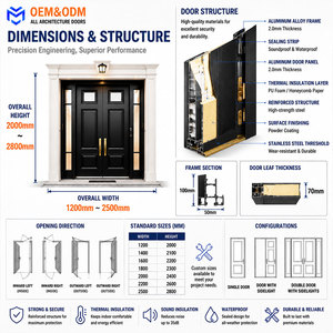 <span class=keywords><strong>Porte</strong></span> <span class=keywords><strong>d</strong></span>'<span class=keywords><strong>entrée</strong></span> pivotante extérieure en aluminium coulé <span class=keywords><strong>de</strong></span> haute qualité, moderne et sur mesure, pour appartement, hôtel, villa, usage commercial - Product Image 3