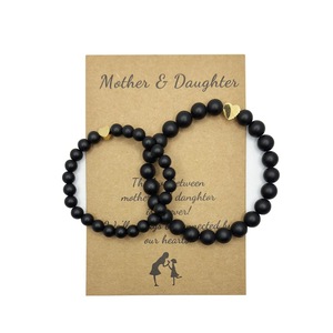Bracelet perlé pour la fête des mères, bracelet élastique en pierre naturelle, cadeau mère et enfant avec carte cadeau, ensemble de bijoux - Product Image 6