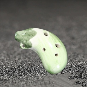 Ocarina en céramique peinte à la main, colorée, en forme d'aubergine, 6 trous, instrument à vent pour débutant, idéal pour les festivals, les fêtes, les cadeaux pour enfants et les objets de collection - Product Image 2