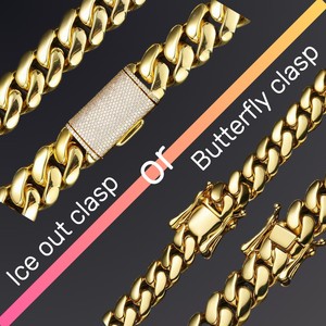 Bracciali e Collane a Catena Cubana in Ottone Placcato <span class=keywords><strong>Oro</strong></span> Rosa 14K 18K, Catena Cubana Miami Pesante e Solida, Gioielli Hip Hop da Uomo - Product Image 5