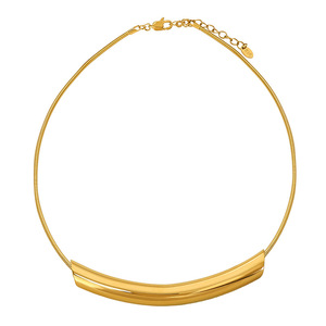 สร้อยคอแฟชั่นทรงเรขาคณิต ดีไซน์โค้ง ชุบทอง 18k ทำจากไทเทเนียมสตีล เครื่องประดับสำหรับผู้หญิง - Product Image 5