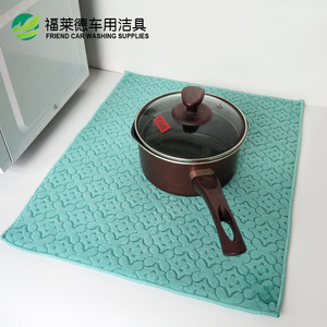 Microfiber Heat Insulation Mat <b>Square</b> Anti Slip <b>Placemat</b> Kitchen Tabletop Drain Mat With Flower Pattern - Product Image 2