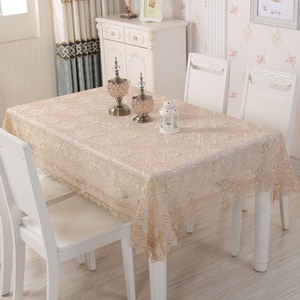 <span class=keywords><strong>Elegante</strong></span> <span class=keywords><strong>Runner</strong></span> da Tavola Rettangolare Beige con Ricamo Floreale in Pizzo Francese Intrecciato a Mano per Eventi, Cene e Tè - Product Image 1