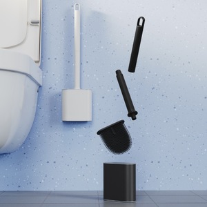 Nouvelle brosse de toilette en plastique souple avec base, brosse de nettoyage sans angle mort pour salle de bain, brosse de toilette murale sans perçage - Product Image 1