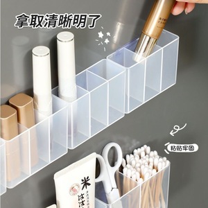 Three-Compartment Storage <b>Box</b> Transparent Desktop Organizer For <b>Makeup</b> Stationery Personal Care Items No Drill Installation - Product Image 2