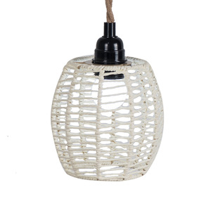 Lámpara colgante estilo Wabi Sabi, redonda, E27, pantalla blanca tejida a mano para sala de estar y dormitorio - Product Image 5