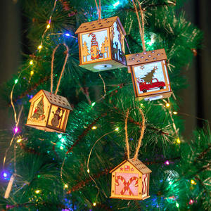 Cabane de Noël en bois à assembler soi-même avec éclairage, jouet éducatif pour enfants, décoration de fête à la maison - Product Image 4