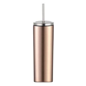 Gobelet isotherme en acier inoxydable de 600 ml à double usage pour voiture et extérieur avec paille droite - Product Image 1