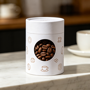 Boîte cylindrique minimaliste en kraft avec fenêtre transparente personnalisée, tube en papier rond pour emballage quotidien de grains de café - Product Image 3