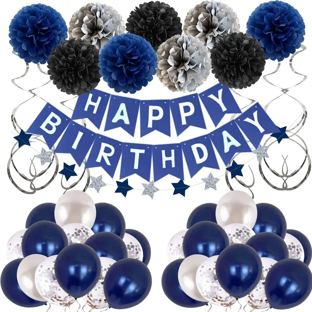 Birthday Decoration Men Blue Birthday Party Decorations Boys Latex Girl Balloons For Party Decor Ball Paper Lantern