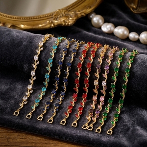 LUOYUNE 2026 Pulsera de latón plateado brillante con diseño floral y circonitas marquesa resplandecientes, ideal para <span class=keywords><strong>compra</strong></span> al por mayor para pequeños negocios. - Product Image 2