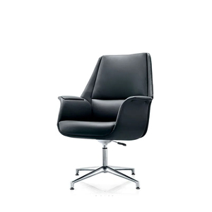 Silla de oficina ergonómica moderna con estructura de metal con patas arqueadas y cuero sintético para reuniones-Muebles - Product Image 4