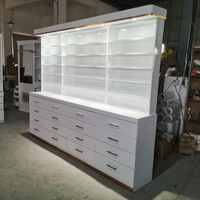 Meuble de salon de manucure de haute qualité, design moderne, couleur blanche, avec éclairage LED, support à vernis à ongles sur pied avec tiroirs