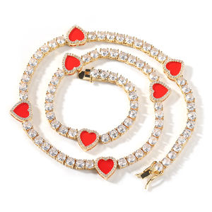 Juego de Joyería de Collar y Pulsera de Tenis con Corazón de Diseño para Mujer Collar Clásico Joyería Fina Circón 5A Collar de Moda - Product Image 4