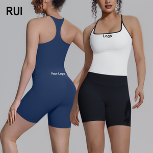 Conjunto Deportivo RUIQUWIN Personalizado para Mujer, Top Deportivo sin Costuras con Pantalones Cortos de Cintura Alta, Ropa de Yoga y Fitness - Product Image 1