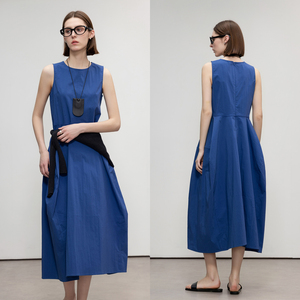 Demana Urban Irregularly Parted Dress Women Round Neck Sleeveless Long Dress Summer Elegant Style Casual Wear - Product Image 3