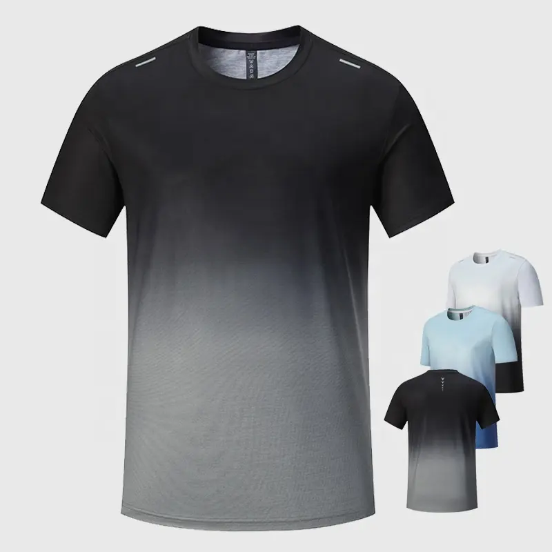 Running Mesh Athletic Black Printing Custom Quick Dry T Shirts Gradient Moisture Wicking Raglan Manga corta Color Sport Blank