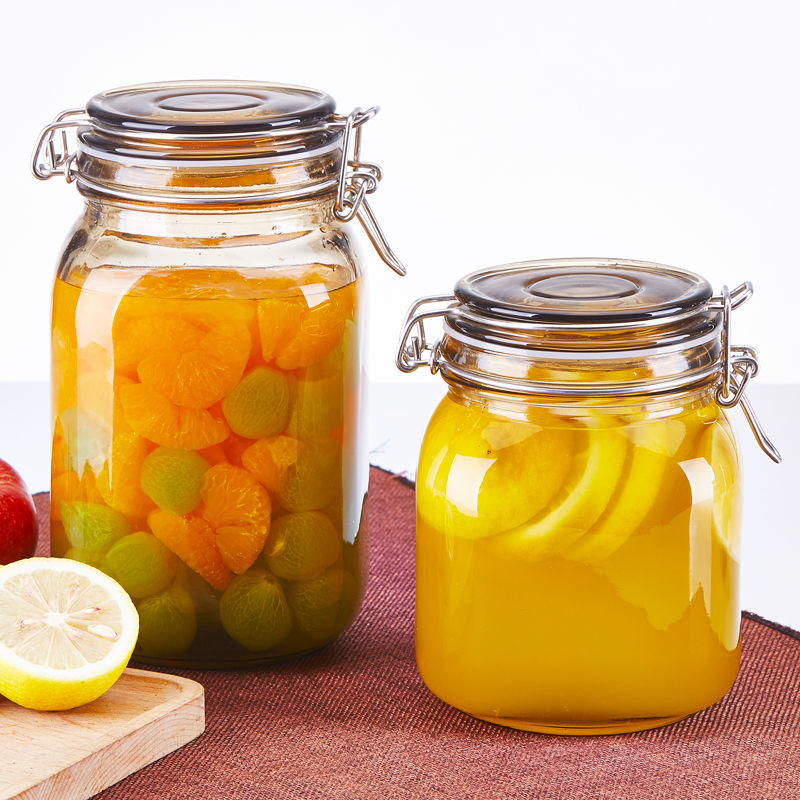 fast delivery 500~3000ml seal cans jar glass lemon honey jam bottle food storage jar