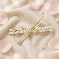 Barrette à cheveux pour filles, style 'Sweet Girls', avec perles, strass, en alliage, type bec de canard, fleurs d'opale, pour frange et cheveux latéraux