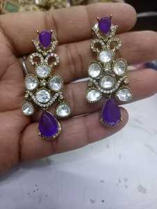 Pendiente de peso ligero de piedra Monalisa oxidada de moda para mujer acabado plateado estilo étnico joyería de moda hecha principalmente de latón - Product Image 5