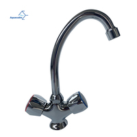 Robinet de cuisine à trou unique de style russe, 2 poignées, robinet de lavabo (poignées hexagonales rondes)