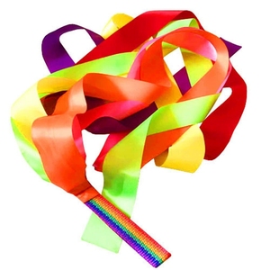 Ruban de gymnastique multicolore en gros, ruban de danse en satin arc-en-ciel brillant, ruban de danse à tenir à la main pour la scène et les fêtes - Product Image 1