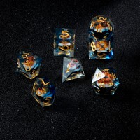 Nouvel ensemble populaire de 7 dés polyédriques en résine Dragon Eye à noyau liquide et bords tranchants pour D&D et jeux de rôle (TTRPG)