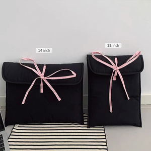Noir pour femme pour nœud papillon rose sac d'ordinateur <span class=keywords><strong>pochette</strong></span> de rangement de voyage douce pour <span class=keywords><strong>iPad</strong></span> Macbook <span class=keywords><strong>Pro</strong></span> Air tablette-Polyester durable - Product Image 6