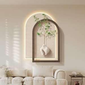 Yiwu original crème style <span class=keywords><strong>simulation</strong></span> plante verte salon <span class=keywords><strong>peinture</strong></span> murale entrée LED <span class=keywords><strong>peinture</strong></span> décorative <span class=keywords><strong>peinture</strong></span> suspendue - Product Image 5