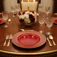 Assiettes de présentation en gros de 13 pouces en plastique, motif personnalisé pigmenté, durables et réutilisables, le choix parfait pour les mariages