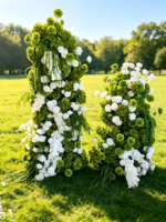 Arche florale de luxe bleu et blanc en corne d'ox artificielle, arrangement de roses en soie et d'hortensias pour la décoration de fond de scène de mariage