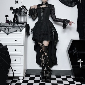 Abito Corsetto Gotico Senza Spalline in Pizzo con Gonna Asimmetrica Multistrato - Abito da <span class=keywords><strong>Sera</strong></span> Nero al Ginocchio da Donna per l'Autunno (Vendita all'Ingrosso) - Product Image 2